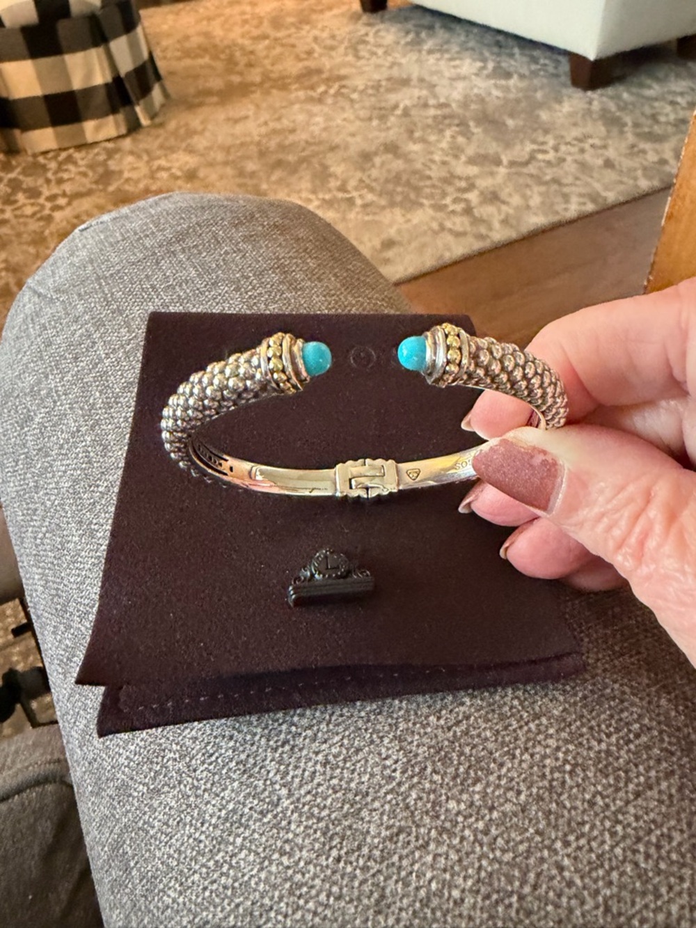 Lagos Rittenhouse Sterling & 18k Gold Turquoise Bracelet, Lagos size medium.